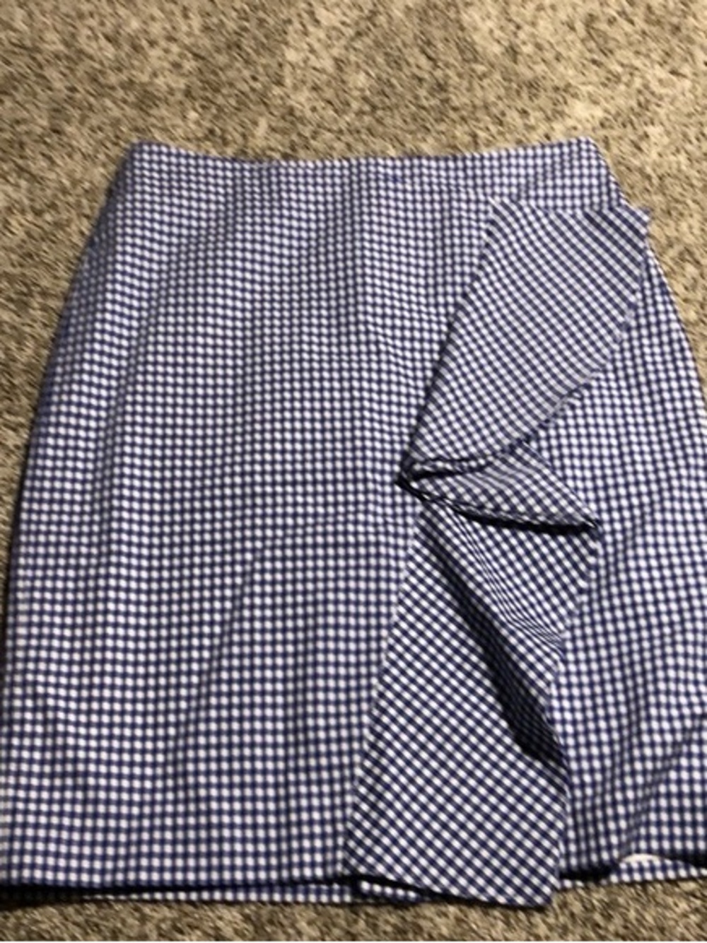 J. Crew Blue Gingham Ruffle Pencil Skirt size 4